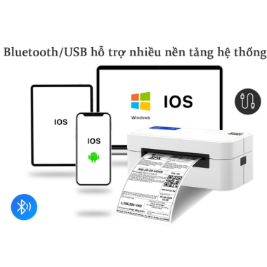 Máy in tem vận đơn A7 Rhebar QR-368CBT (USB + Bluetooth)