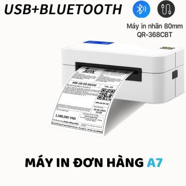 Máy in tem vận đơn A7 Rhebar QR-368CBT (USB + Bluetooth)