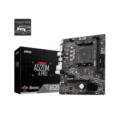 Mainboard MSI A520M-A PRO (2 x DDR4/ 64GB/ AM4/ Micro ATX)
