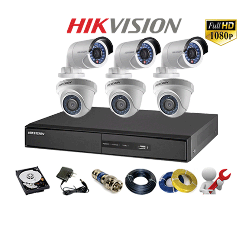 Trọn bộ 06 camera Hikvision 2.0 Megapixel