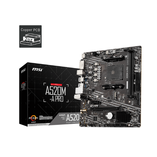 Mainboard MSI A520M-A PRO (2 x DDR4/ 64GB/ AM4/ Micro ATX)
